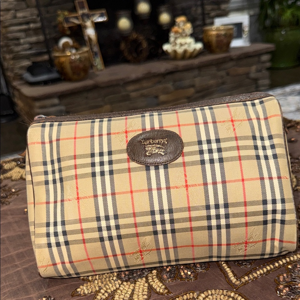 Burberry Tan and Red Plaid Pouch